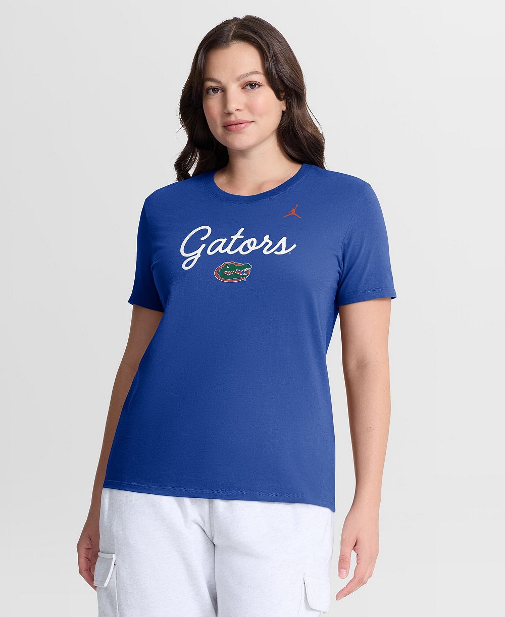 Женская футболка Jordan Royal Florida Gators Script Mantra Logo