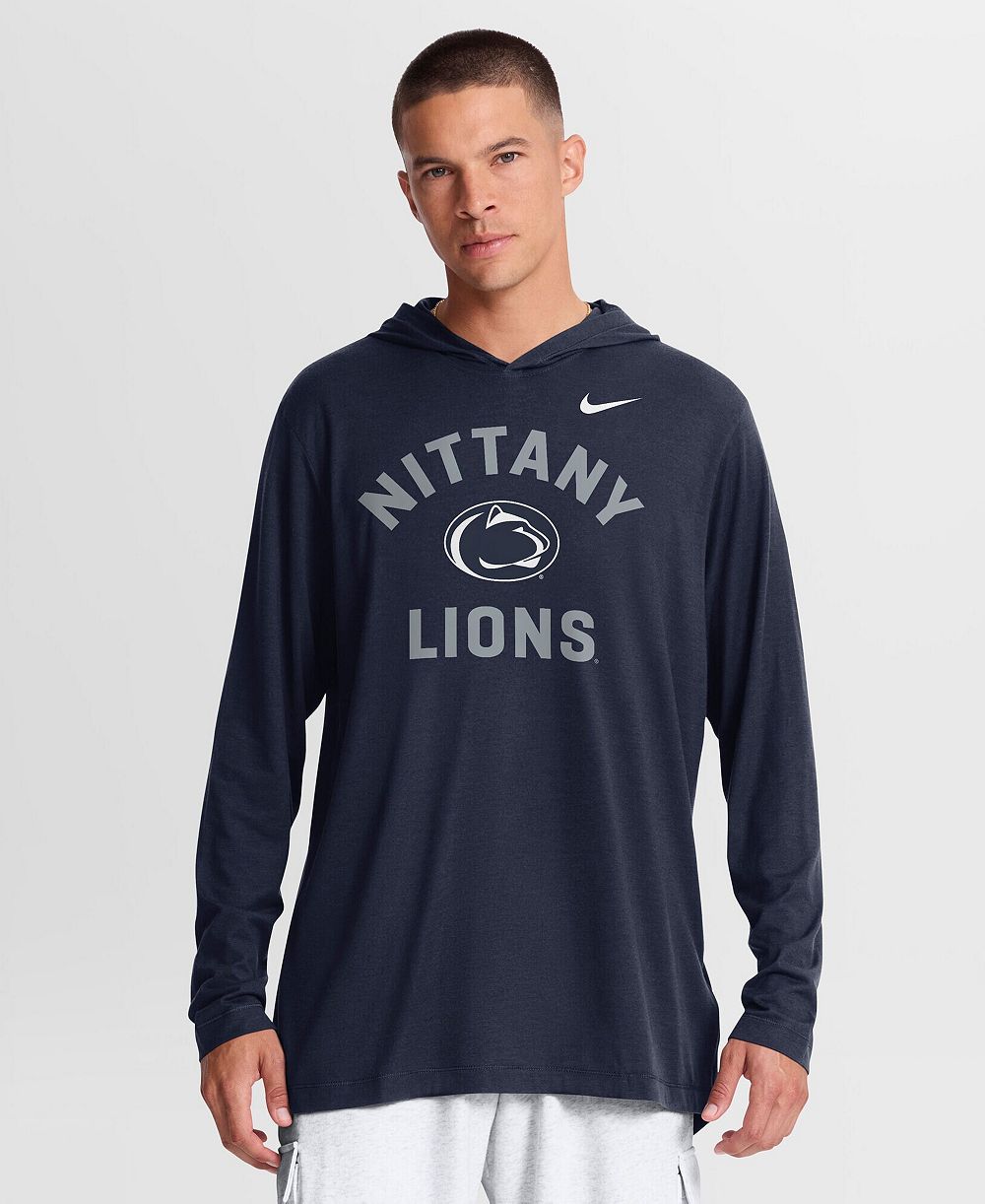 Nike Men's Navy Penn State Nittany Lions Primetime Arch Tri-Blend Dri-FIT Long Sleeve Hooded T-Shirt