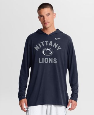 Мужская футболка Nike Penn State Nittany Lions Dri-FIT с длинным рукавом и капюшоном, темно-синяя