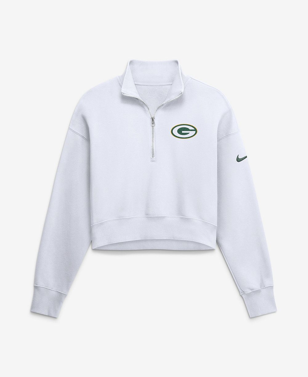 Женская толстовка Nike Green Bay Packers Oversized Phoenix Fleece Cropped Quarter-Zip Sweatshirt