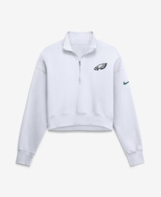 Женская свитшот Nike White Philadelphia Eagles Oversized Phoenix Fleece Cropped Quarter-Zip