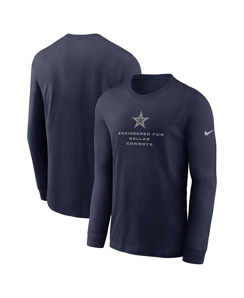 Мужская футболка Nike Navy Dallas Cowboys Sideline Bold Arch Star Dri-FIT Long Sleeve