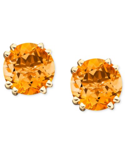 Серьги-гвоздики с цитрином из золота 14k (3-1/2 ct. t.w.)