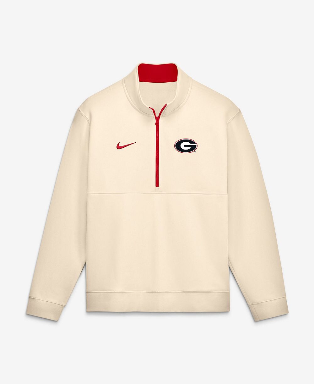 Мужская свитшот Nike Cream Georgia Bulldogs Primetime Club Fleece Half-Zip Pullover
