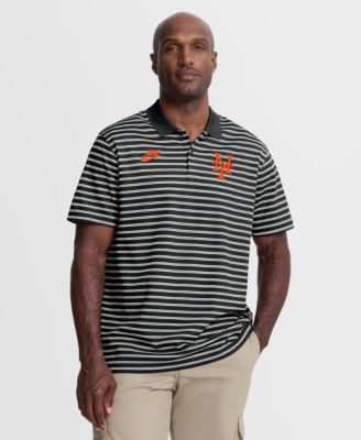 Nike Men's Black New York Mets Cooperstown Collection Dri-FIT Victory Striped Polo Shirt