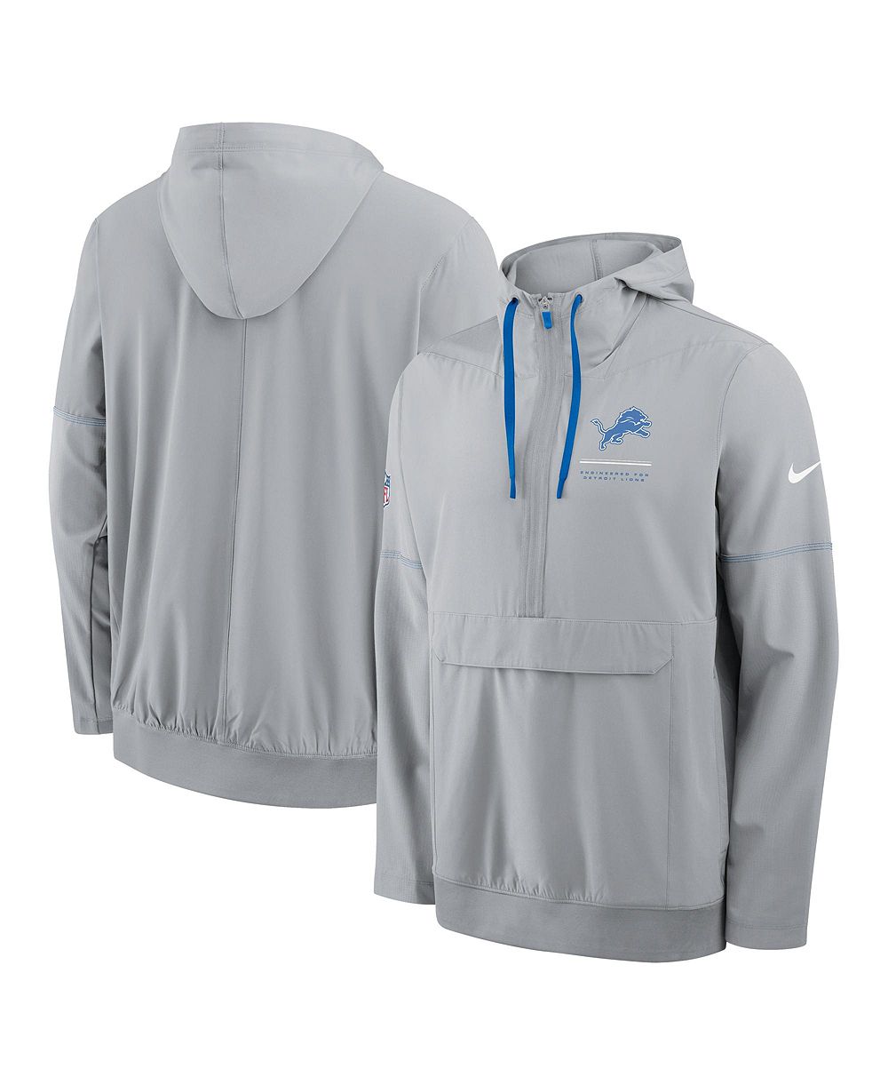 Мужская толстовка Nike Silver Detroit Lions Sideline Logo Glory Anorak Half-Zip Hoodie