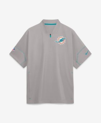 Nike Мужская куртка тренера с коротким рукавом и молнией Miami Dolphins Gray