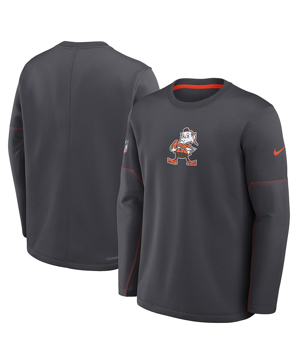 Мужское свитшот Nike Charcoal Cleveland Browns Sideline Coaches Team Present Midweight Therma-FIT