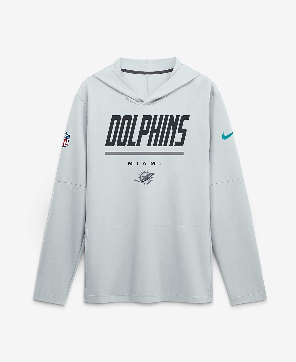 Мужское худи Nike Platinum Miami Dolphins Sideline Game On Lightweight Long Sleeve Dri-FIT