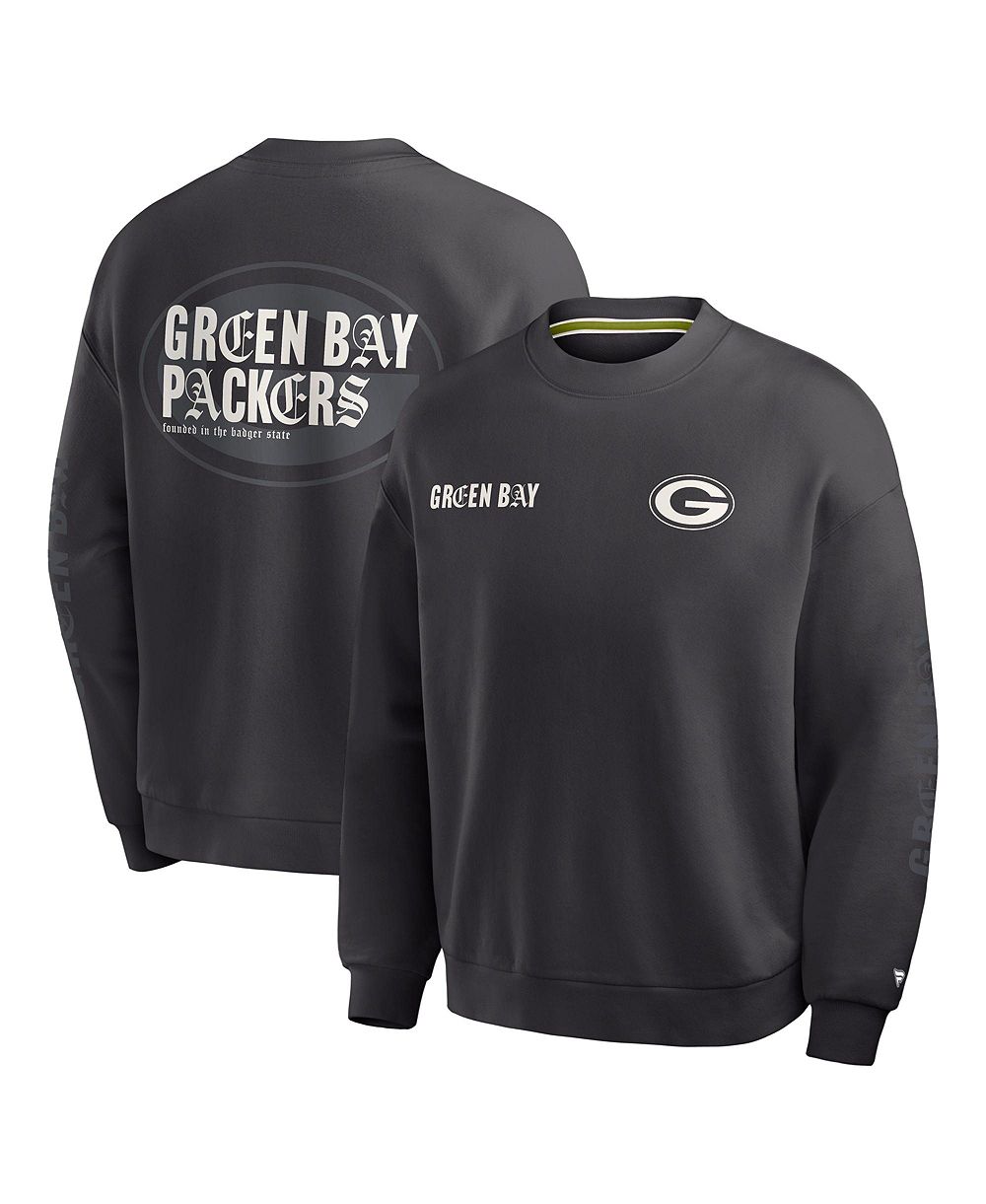 Мужской свитшот Fanatics Charcoal Green Bay Packers Oversized Type Play Multi