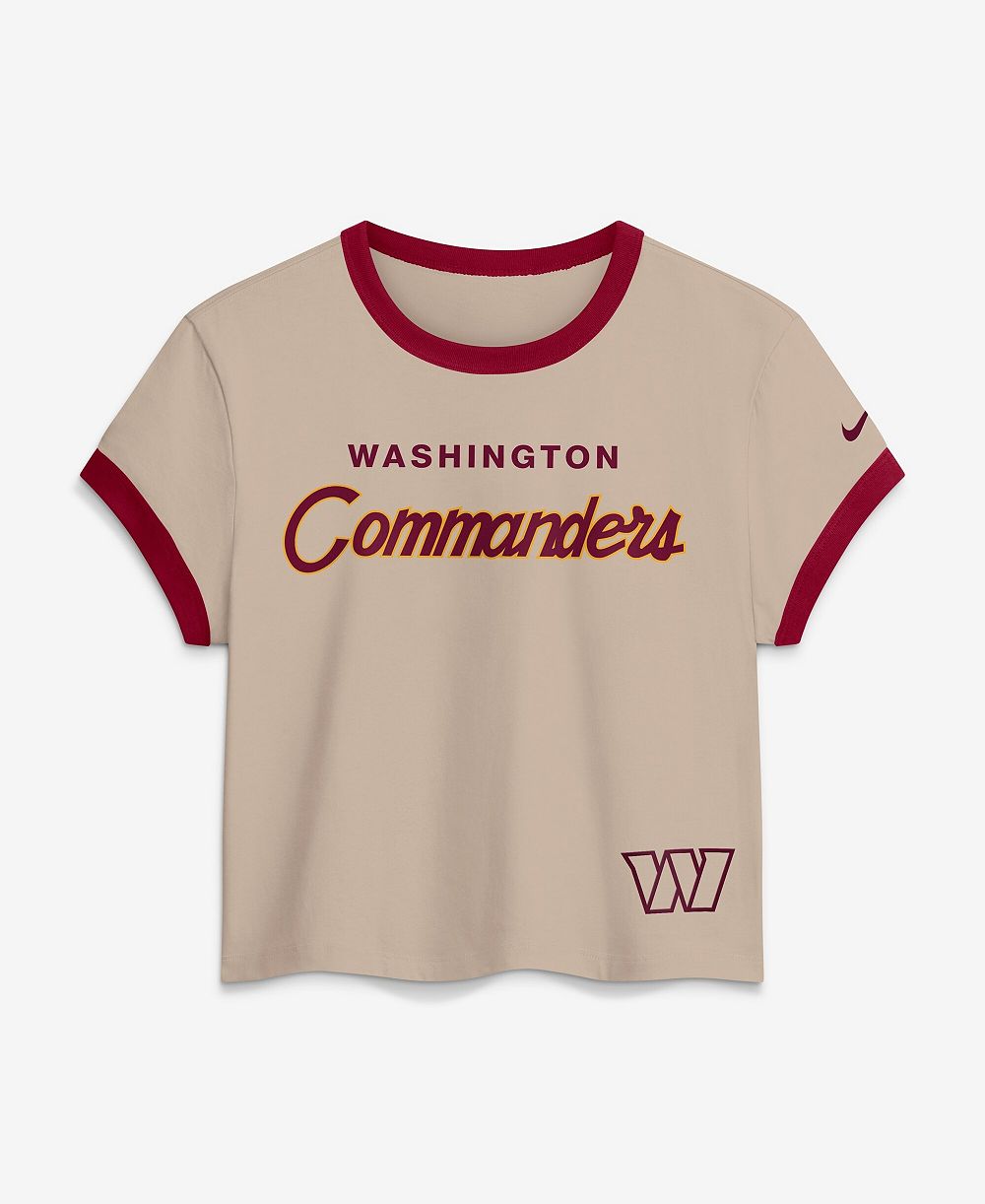 Nike Women's Cream Washington Commanders Rewind Ringer Mod Cropped T-Shirt