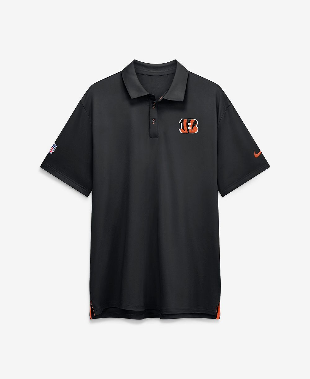 Nike Men's Black Cincinnati Bengals Sideline Powerful Blocking Dri-FIT Tour Polo Shirt