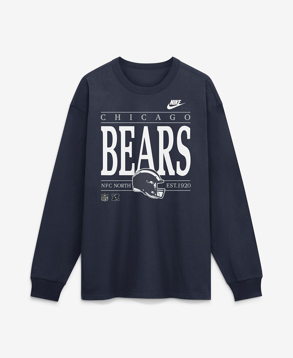 Мужская футболка Nike Navy Chicago Bears Red Zone Long Sleeve Max90