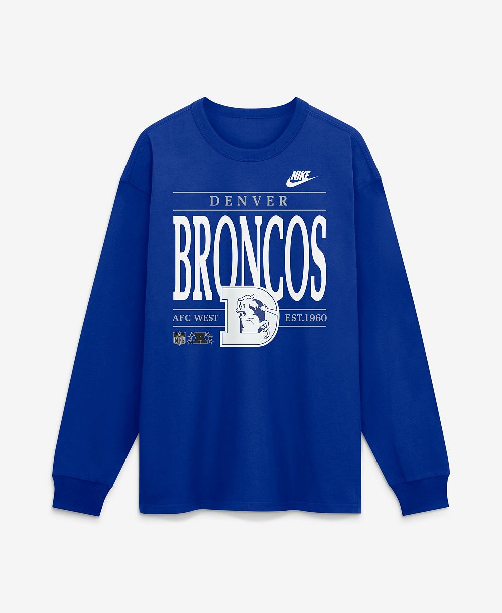 Мужская футболка Nike Royal Denver Broncos Red Zone Long Sleeve Max90