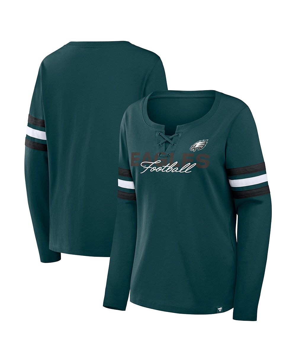 Fanatics Женская футболка Philadelphia Eagles Midnight Green Team First Coverage Scheme Lace-Up Long Sleeve