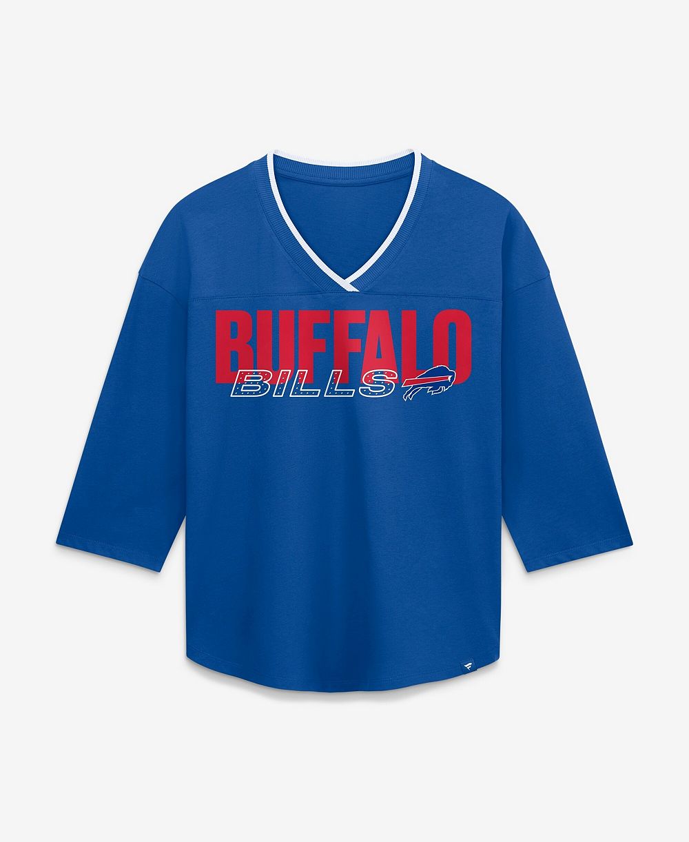 Женская футболка Fanatics Royal Buffalo Bills Team First Deceptive Juke 3/4-Sleeve V-Neck