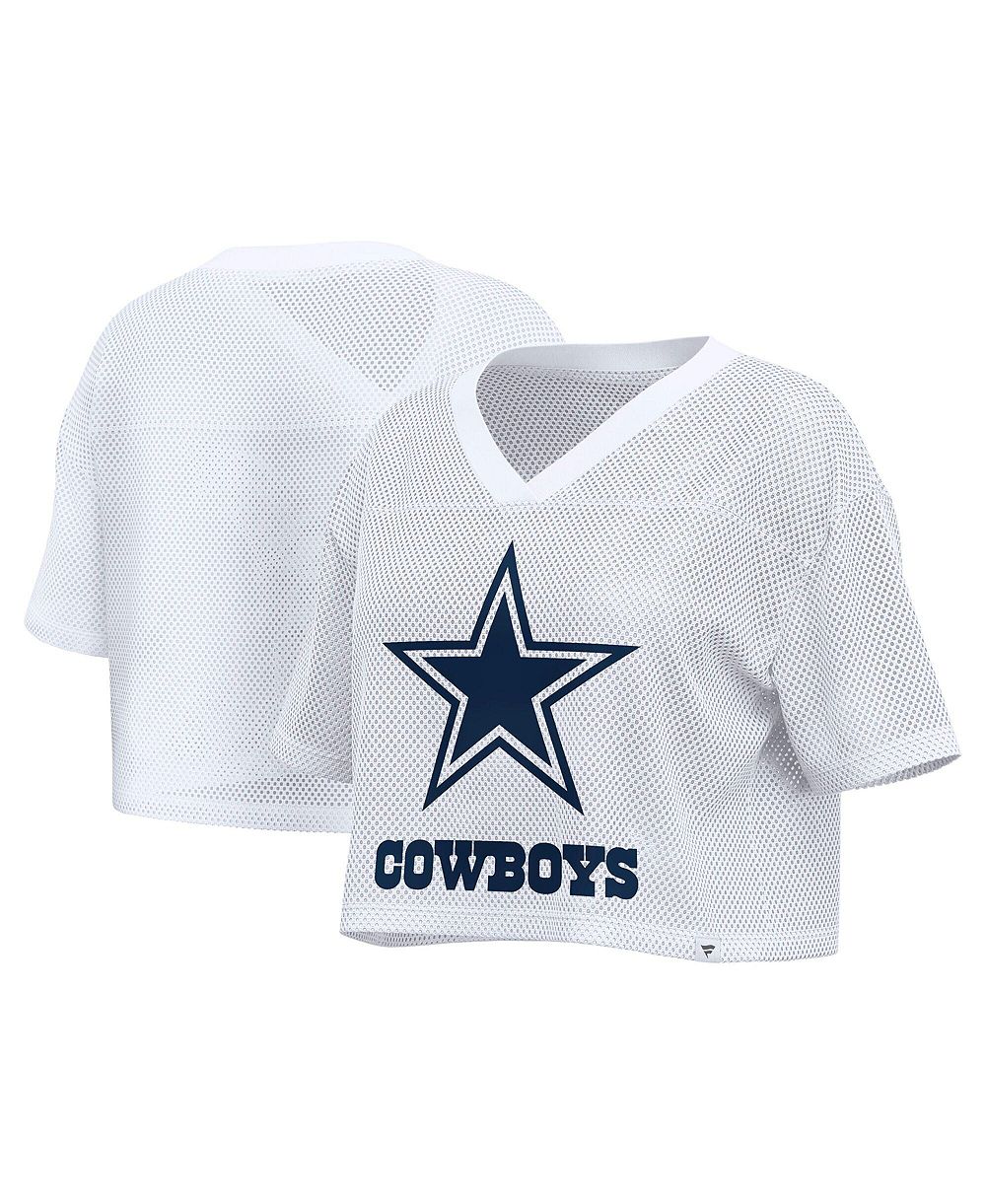 Женская джерси Fanatics Dallas Cowboys Oversized Cropped Mesh V-Neck