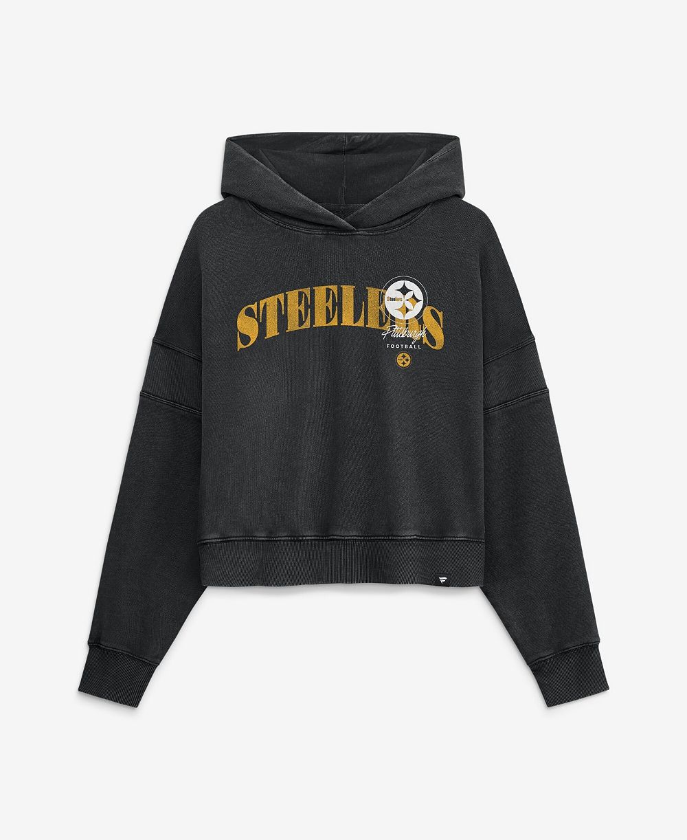 Женское укороченное худи Fanatics Women's Pittsburgh Steelers Counter Run Cropped Oversized-Fit Pullover