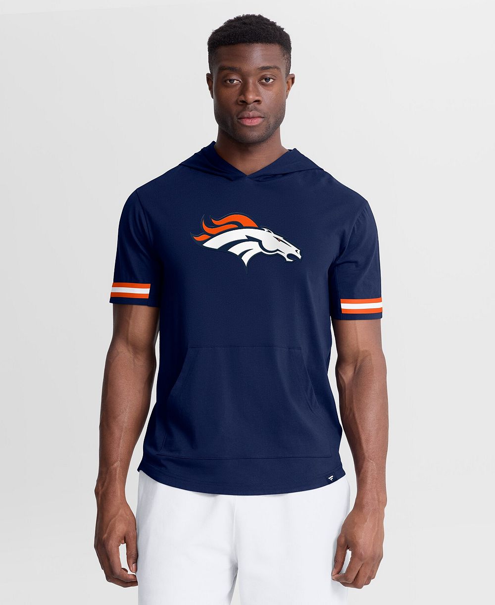 Мужская футболка Fanatics Navy Denver Broncos Optimal Play Short Sleeve Hooded T-Shirt