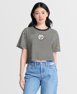 Nike Женская укороченная футболка в полоску Pittsburgh Steelers