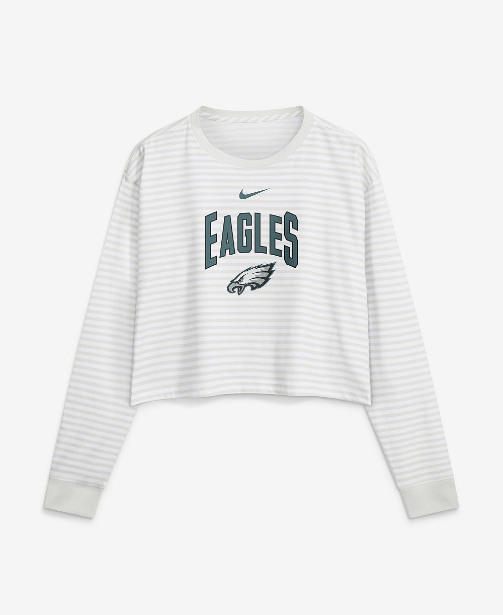 Nike Women's White Philadelphia Eagles Loose Fit Crop Top