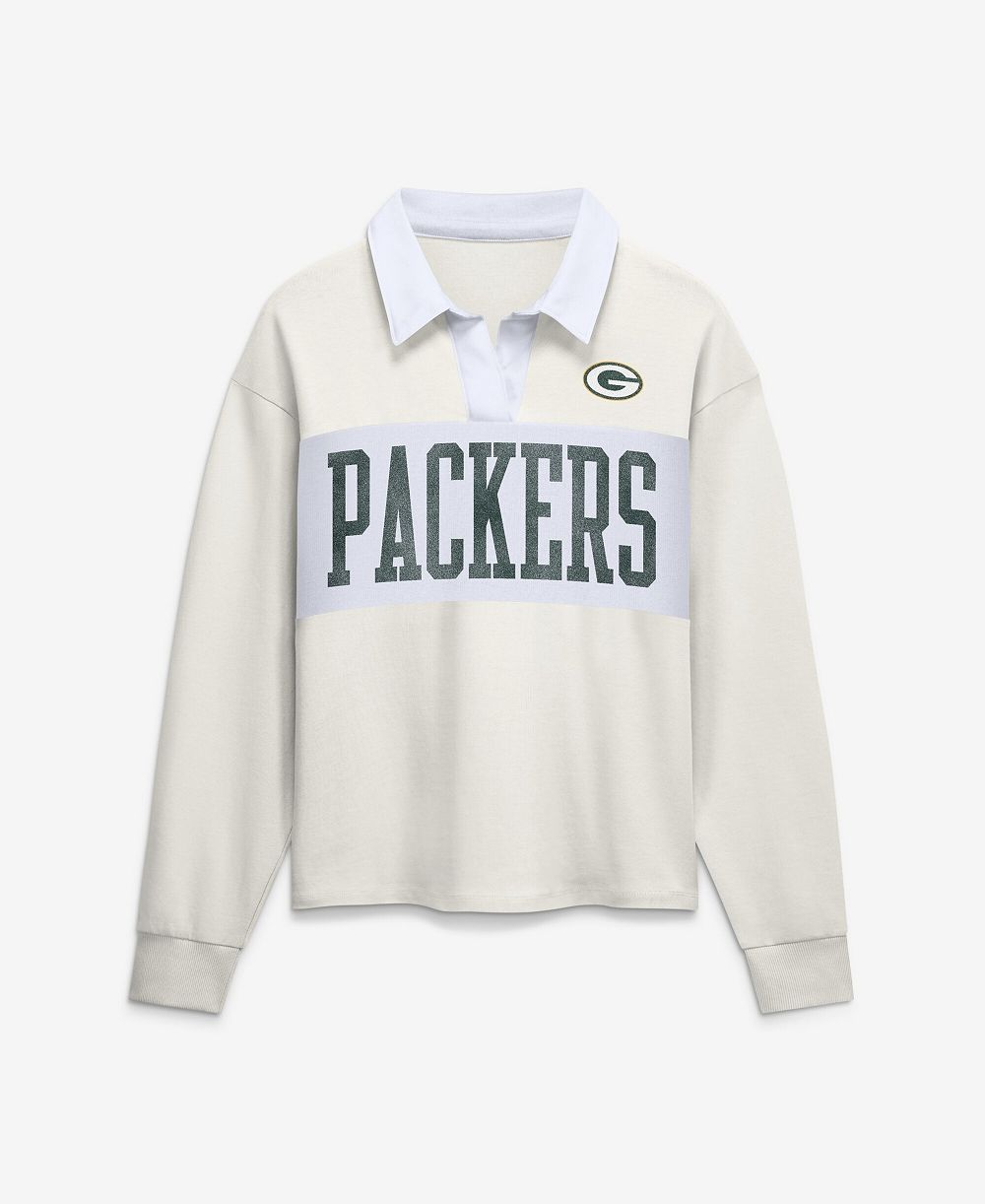 Женская рубашка-поло Fanatics Green Bay Packers Heritage Play Action Rugby Long Sleeve Cream
