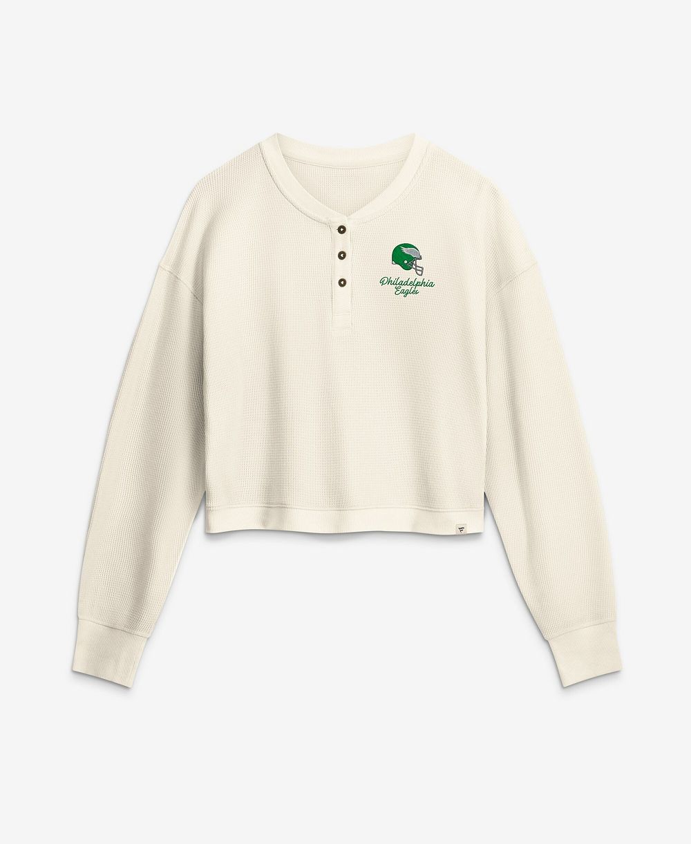 Женская укороченная рубашка Fanatics Philadelphia Eagles с длинным рукавом Henley