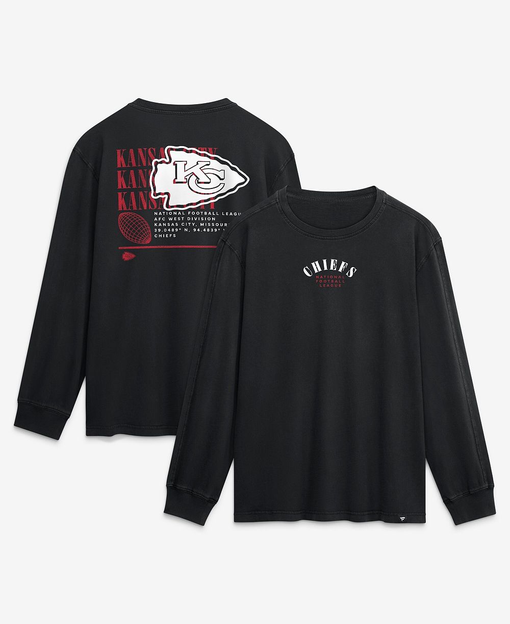 Футболка Fanatics Men's Black Kansas City Chiefs Relaxed Fullback Drive Long Sleeve Fashion