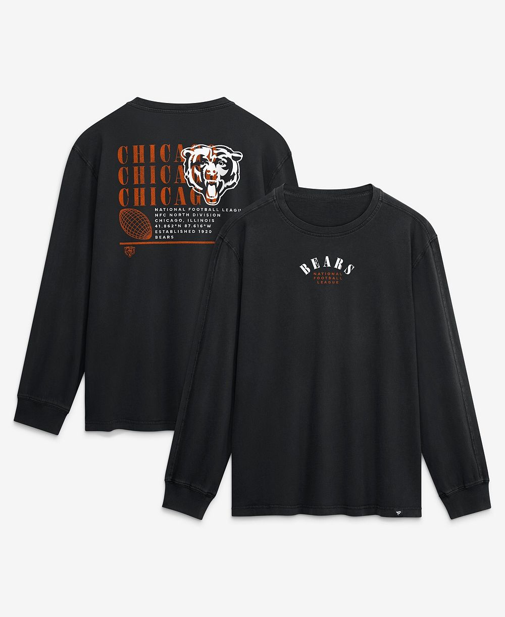 Fanatics Men's Black Chicago Bears Relaxed Fullback Drive Long Sleeve Fashion T-Shirt