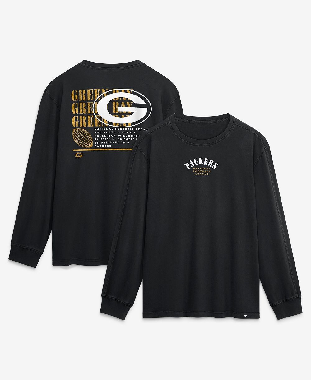 Мужская футболка Fanatics Black Green Bay Packers Relaxed Fullback Drive Long Sleeve Fashion
