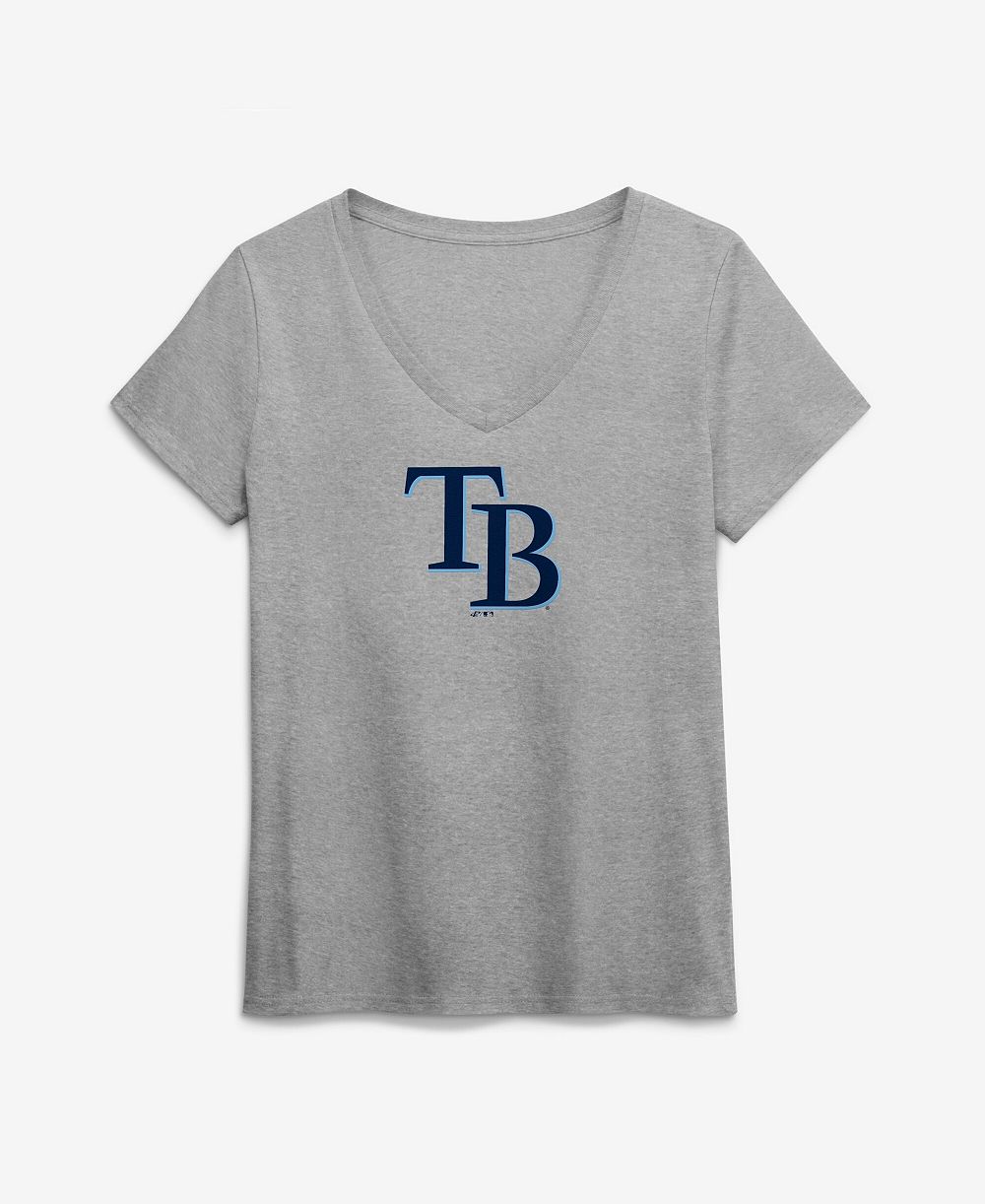 Женская футболка Logo Athletic Gray Tampa Bay Rays Logo Athletic V-Neck
