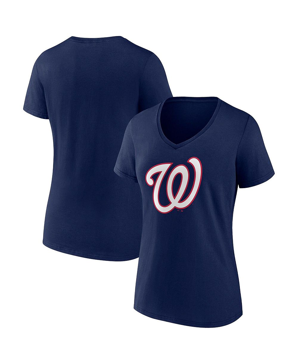 Женская футболка Logo Athletic Navy Washington Nationals Logo Athletic V-Neck