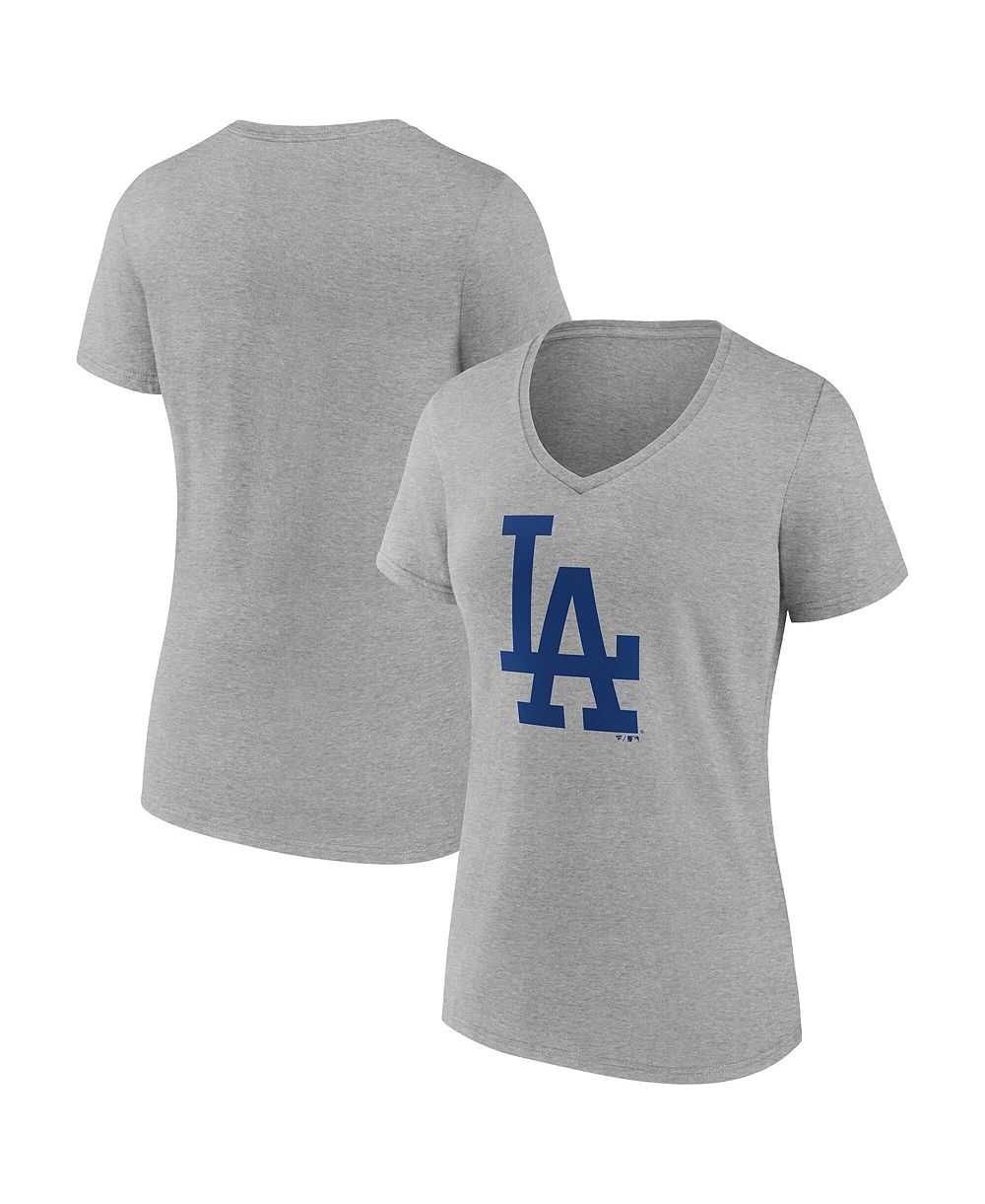 Женская футболка Logo Athletic Los Angeles Dodgers V-Neck серая