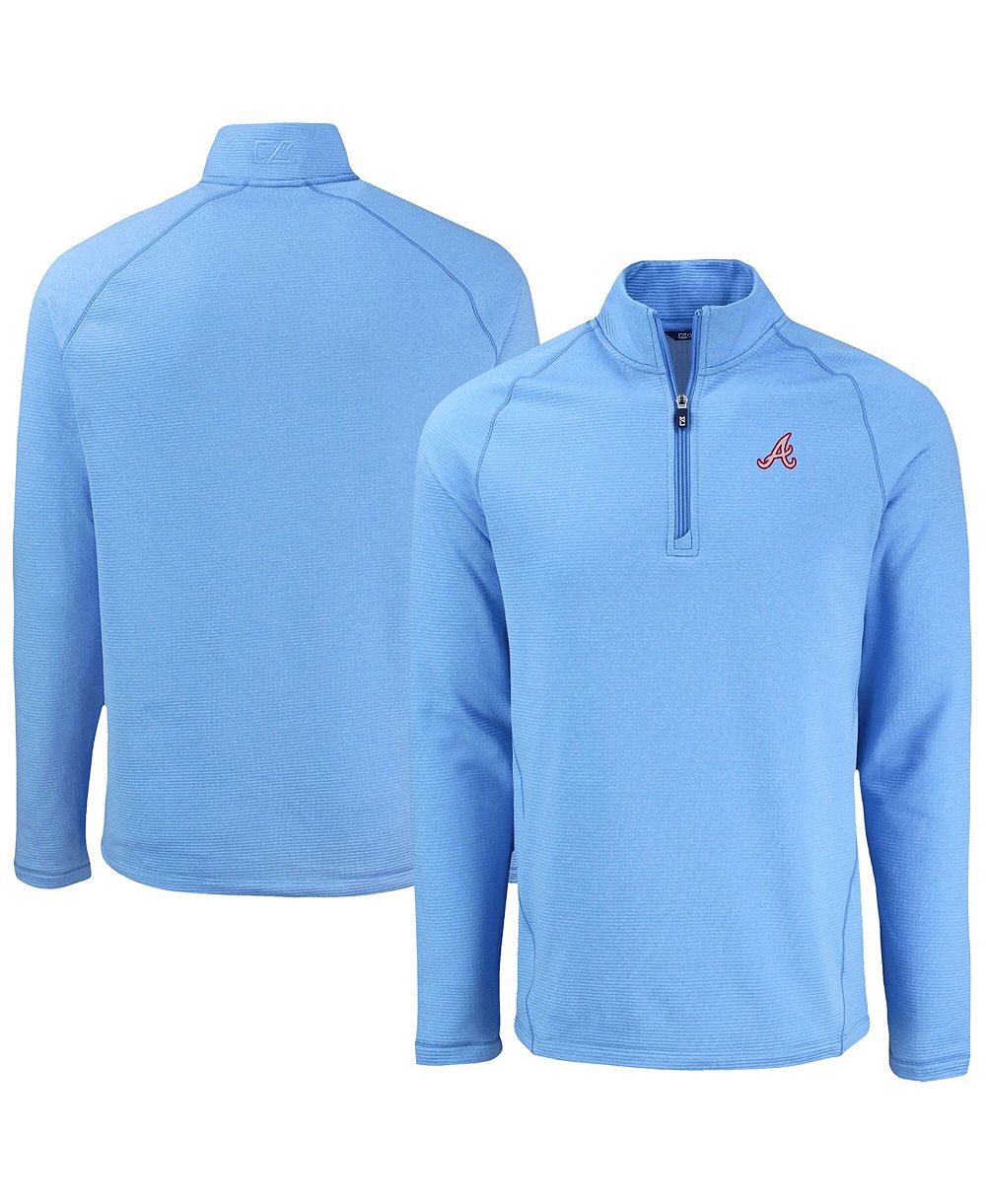 Cutter & Buck Мужской свитшот raglan quarter-zip из эко-флиса Atlanta Braves Peshastin, светло-голубой меланж