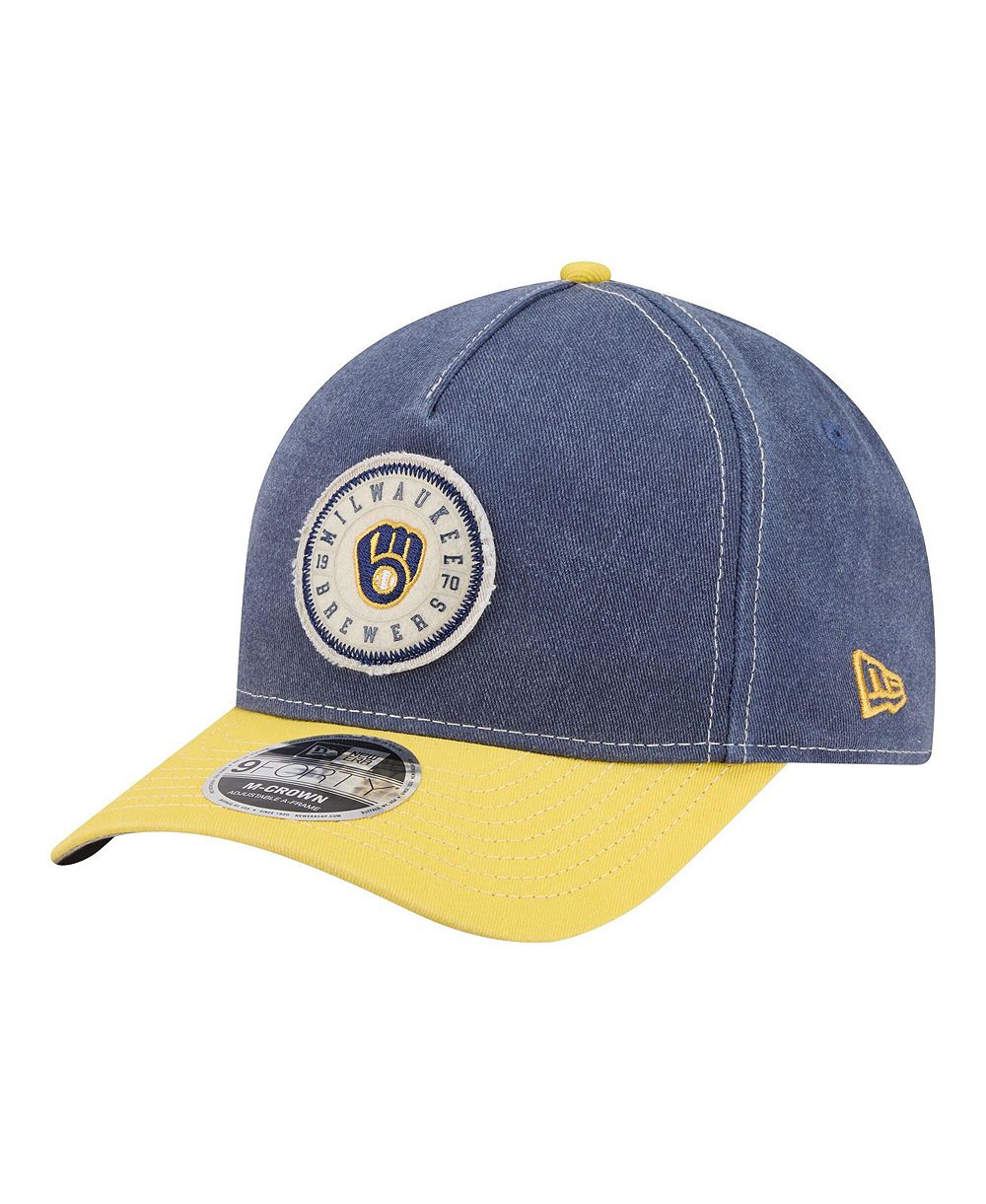 Мужская кепка New Era Navy/Gold Milwaukee Brewers Felt M-Crown 9FORTY Adjustable Hat