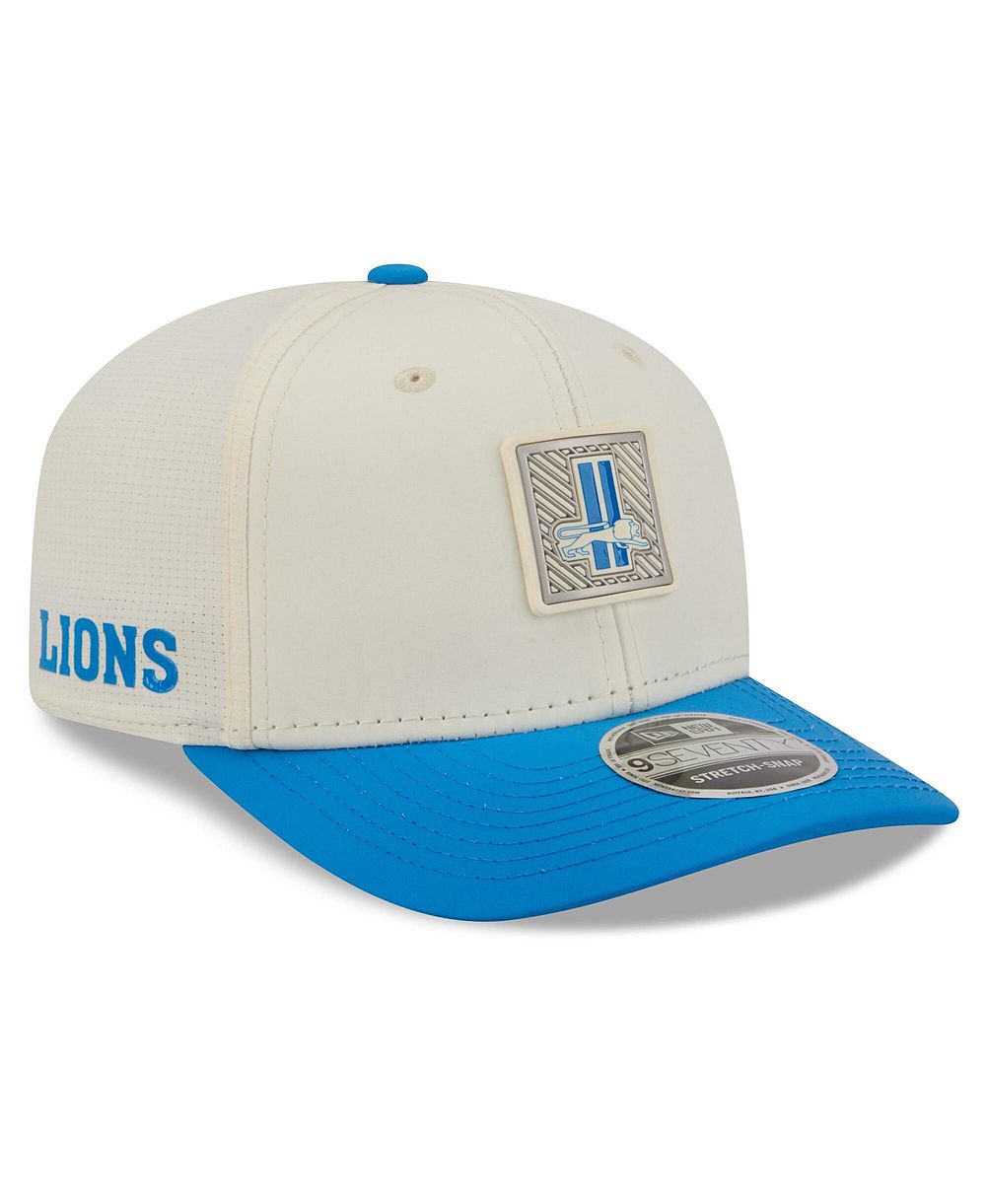 Мужская кепка New Era Cream/Blue Detroit Lions 2026 NFL Training Camp 9SEVENTY Adjustable Hat