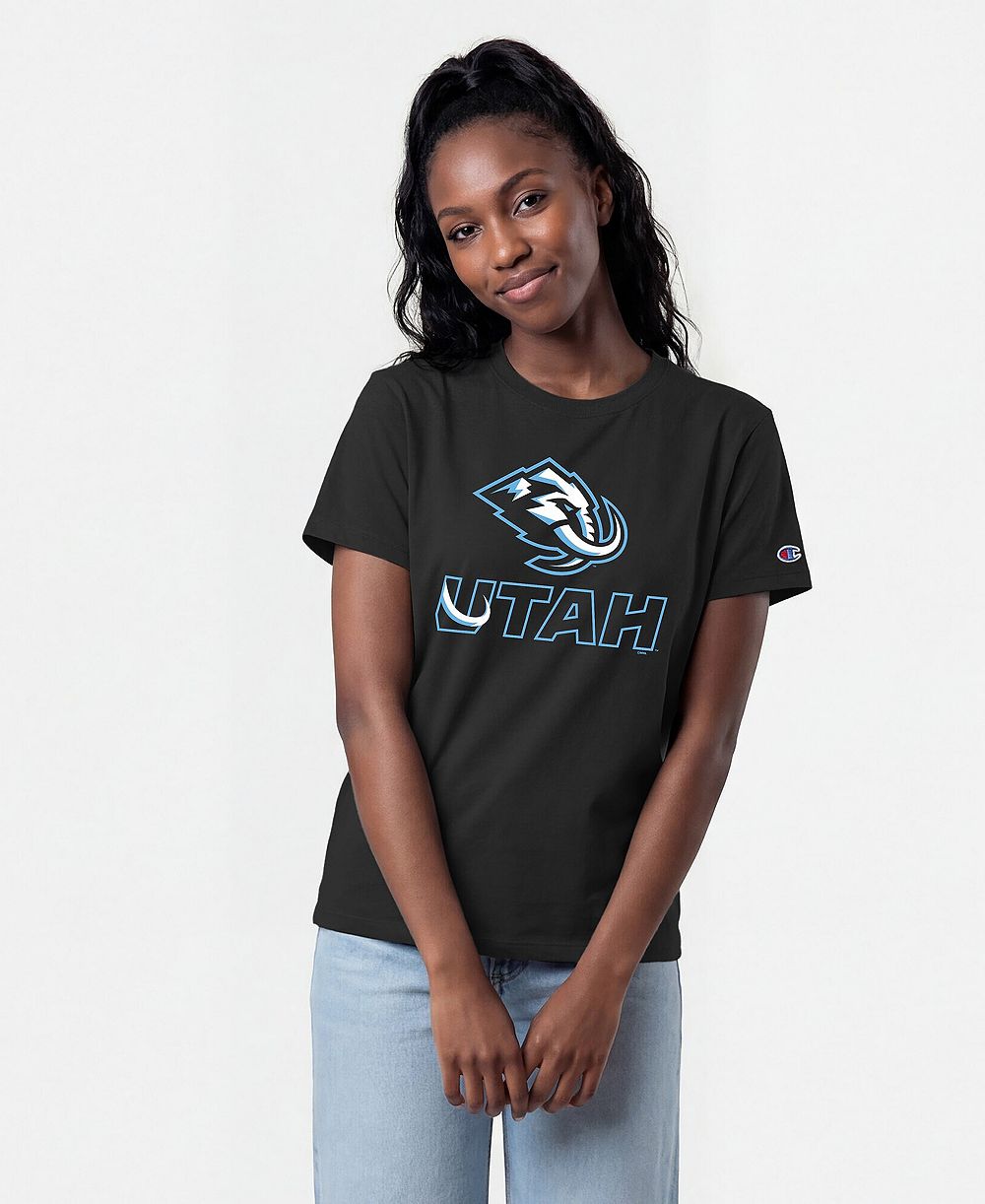 Женская футболка Champion Black Utah Mammoth Wordmark Lockup
