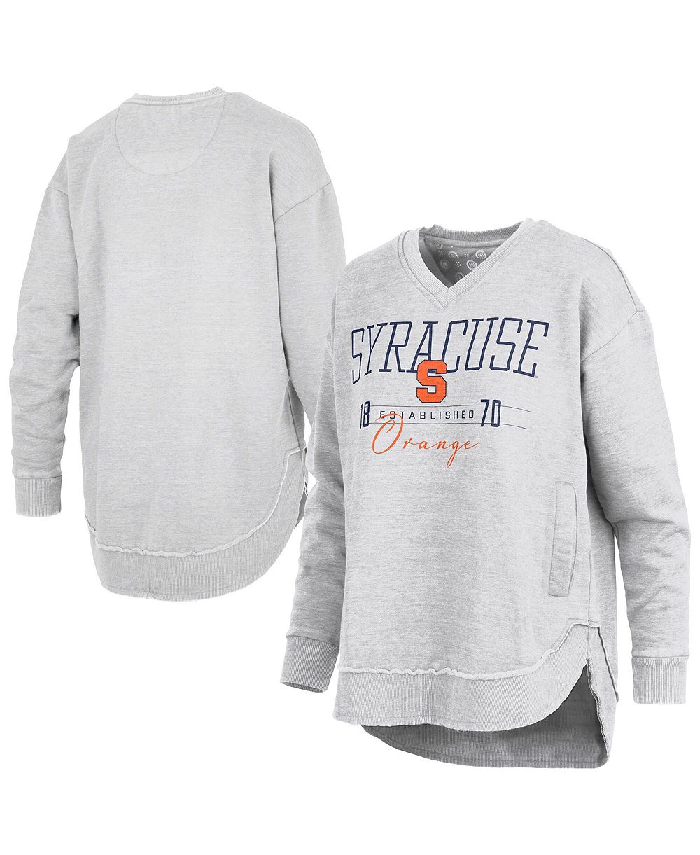Pressbox Women's Heather Gray Syracuse Orange Marcus East Hall Poncho V-Neck Sweatshirt