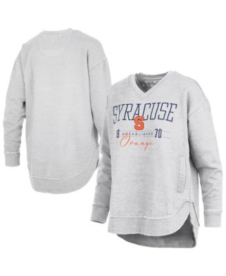 Pressbox Women's Heather Gray Syracuse Orange Marcus East Hall Poncho V-Neck Sweatshirt