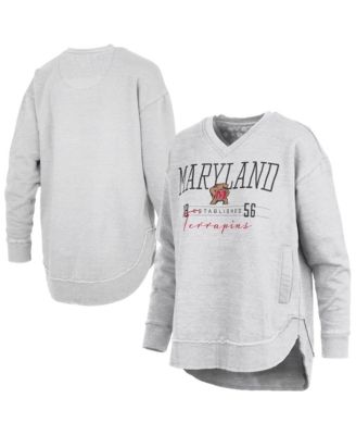Pressbox Women's Heather Gray Maryland Terrapins Marcus East Hall Poncho V-Neck Sweatshirt