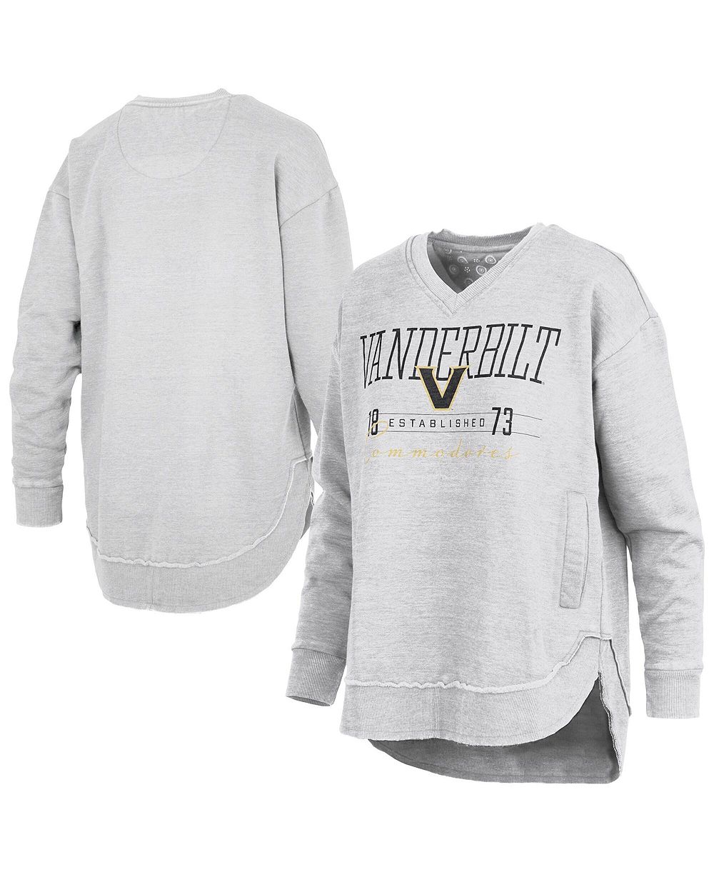 Pressbox Women's Heather Gray Vanderbilt Commodores Marcus East Hall Poncho V-Neck Sweatshirt