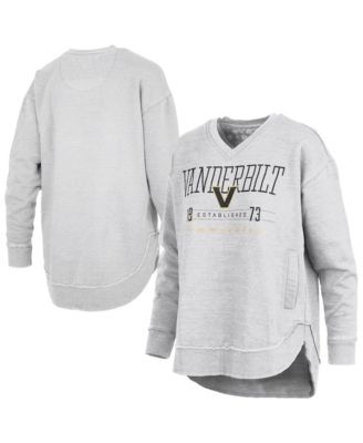 Pressbox Women's Heather Gray Vanderbilt Commodores Marcus East Hall Poncho V-Neck Sweatshirt