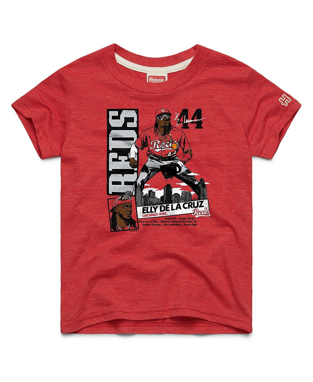 Детская футболка Homage Elly De La Cruz Cincinnati Reds Player Graphic Tri-Blend