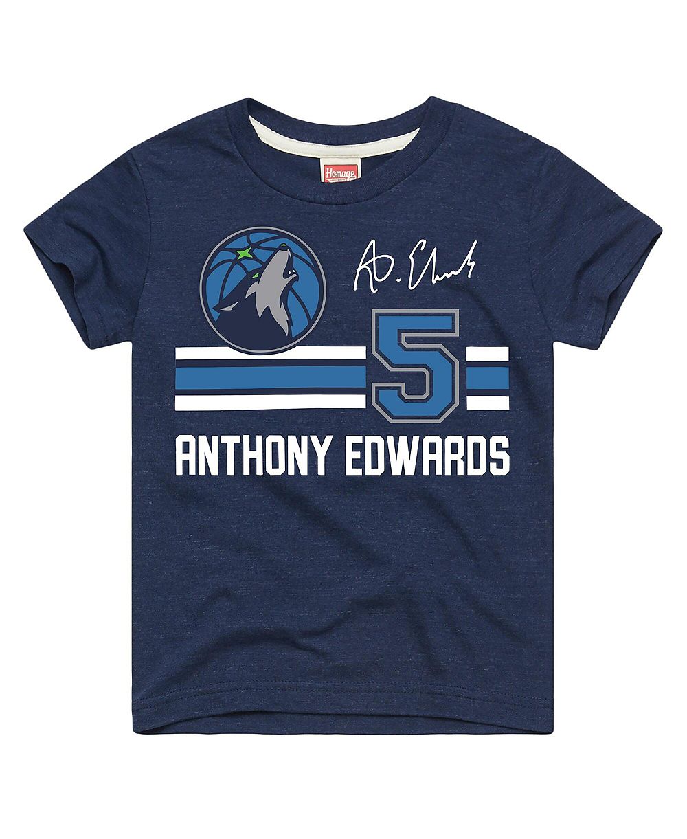 Homage Детская футболка Anthony Edwards Navy Minnesota Timberwolves Remix Signature