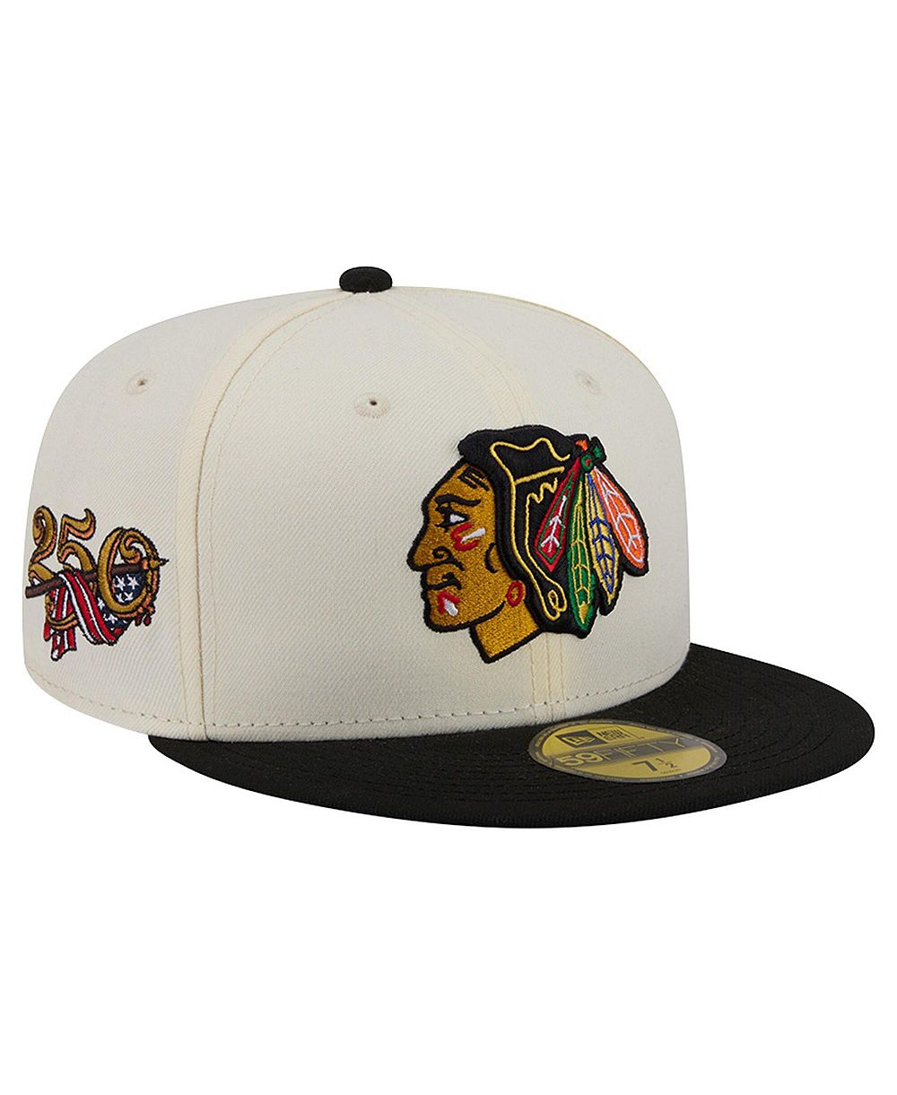 Мужская кепка New Era Cream Chicago Blackhawks 250th Anniversary of the United States Two-Tone 59FIFTY Fitted Hat