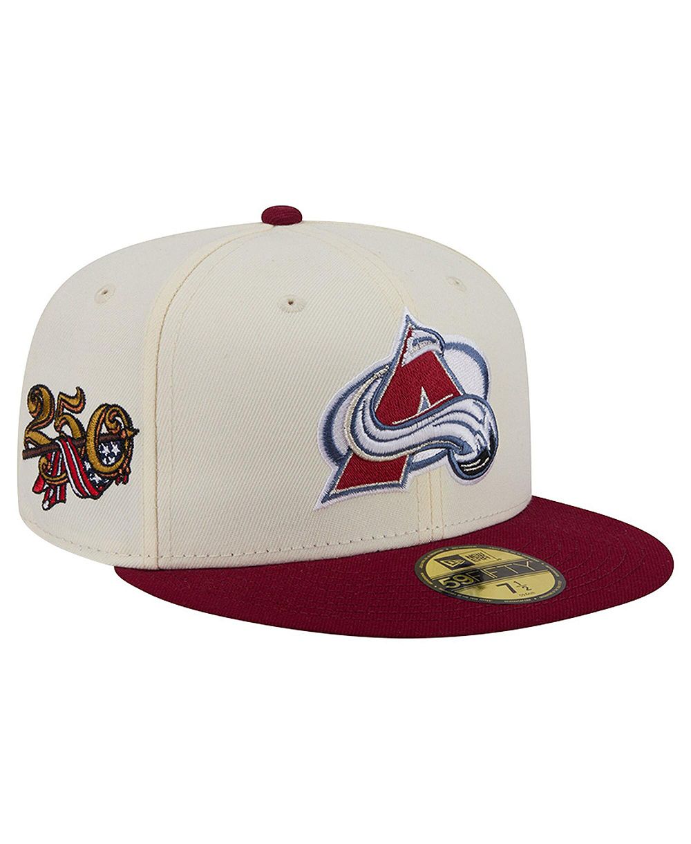 Мужская двухцветная кепка New Era Cream Colorado Avalanche 250th Anniversary of the United States Two-Tone 59FIFTY Fitted