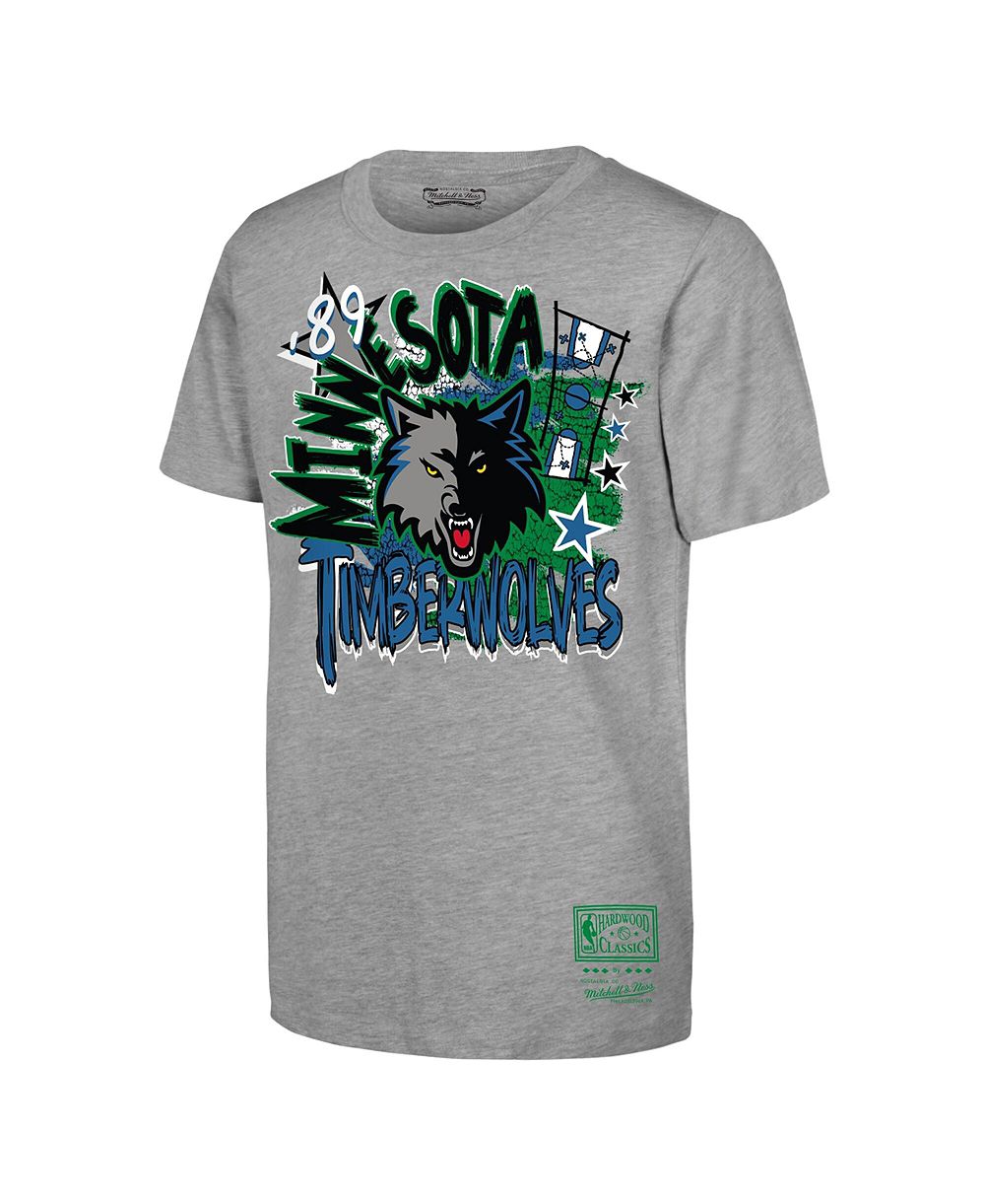 Детская футболка Mitchell & Ness Heather Gray Minnesota Timberwolves Hardwood Classics Play by Play T-Shirt