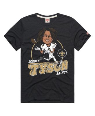 Homage Men's and Women's Jordyn Tyson Charcoal New Orleans Saints Caricature Player Graphic Tri-Blend T-Shirt