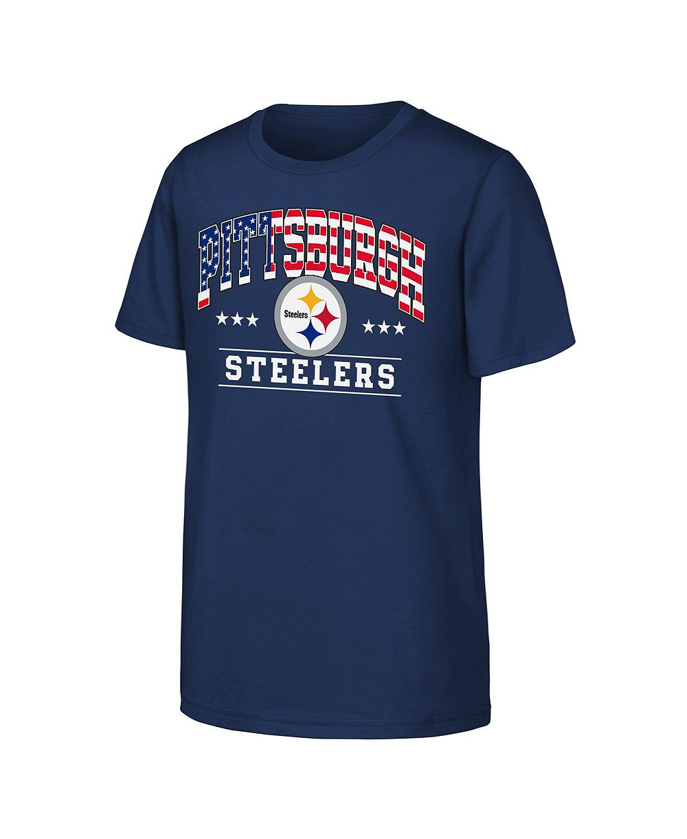 NFL Футболка Americana Arch для мальчиков и девочек темно-синего цвета Pittsburgh Steelers