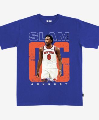 Slam Мужская и Женская синяя футболка New York Knicks OG Anunoby